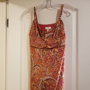 Ann Taylor Loft Dress 4P Pink Orange Brown multi-colored.  Super Cute.  OBO